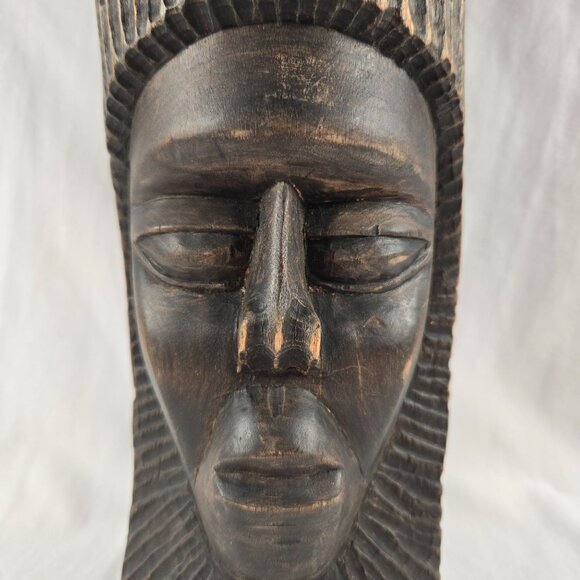 Vintage 12" Hand Carved African Tribal‎ Bust Sculpture Wooden Ebony? Duel Sided - Picture 3 of 10